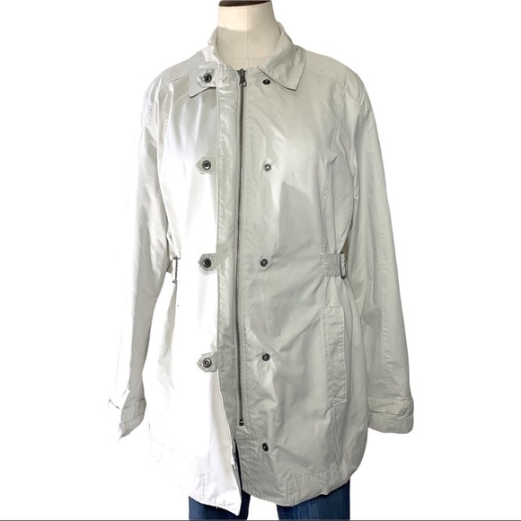 𝅺columbia Byron Bay Sportwear Beige Rain Jacket Ajustable Waist Zippered Coat - Picture 3 of 15